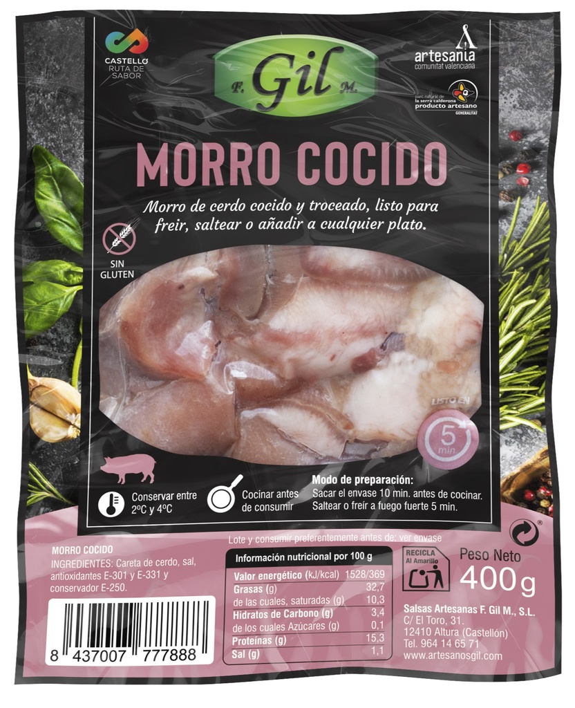 MORRO CERDO COCIDO GIL 400GR