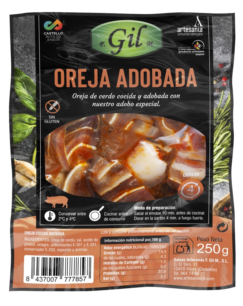 OREJA TROCEADA ADOBO GIL 10x250g